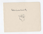 item 012: THUMB-NAIL SKETCH BY HELEN WILLS MOODY OF HERSELF INCLUDING AUTOGRAPH